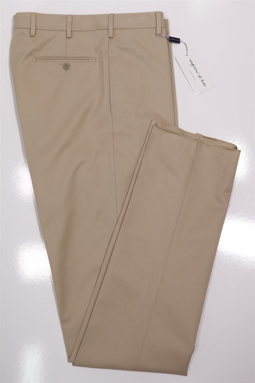 Ben Silver English Drills Cotton Khaki Tan Flat Front Chino Pants 33 NWD New